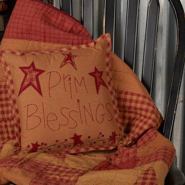 Ninepatch Star Prim Blessings Pillow 12x12 VHC Brands - The Fox Decor